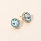 Madeline Love Aqua Cushion Cut Oval Stone Stud Earrings