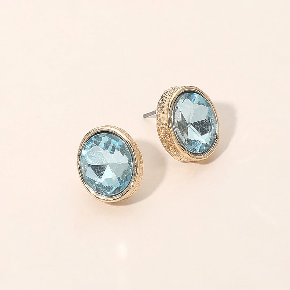 Madeline Love Aqua Cushion Cut Oval Stone Stud Earrings
