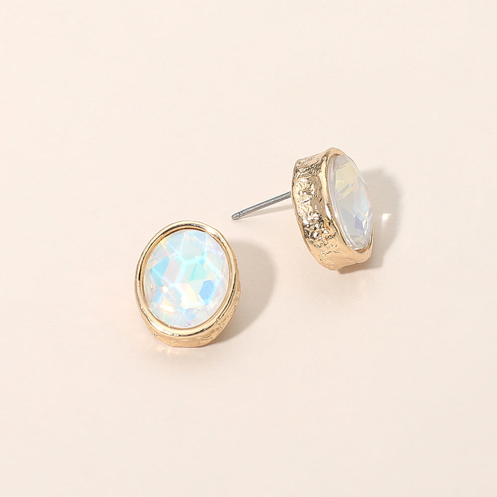 Madeline Love White Cushion Cut Oval Stone Stud Earrings
