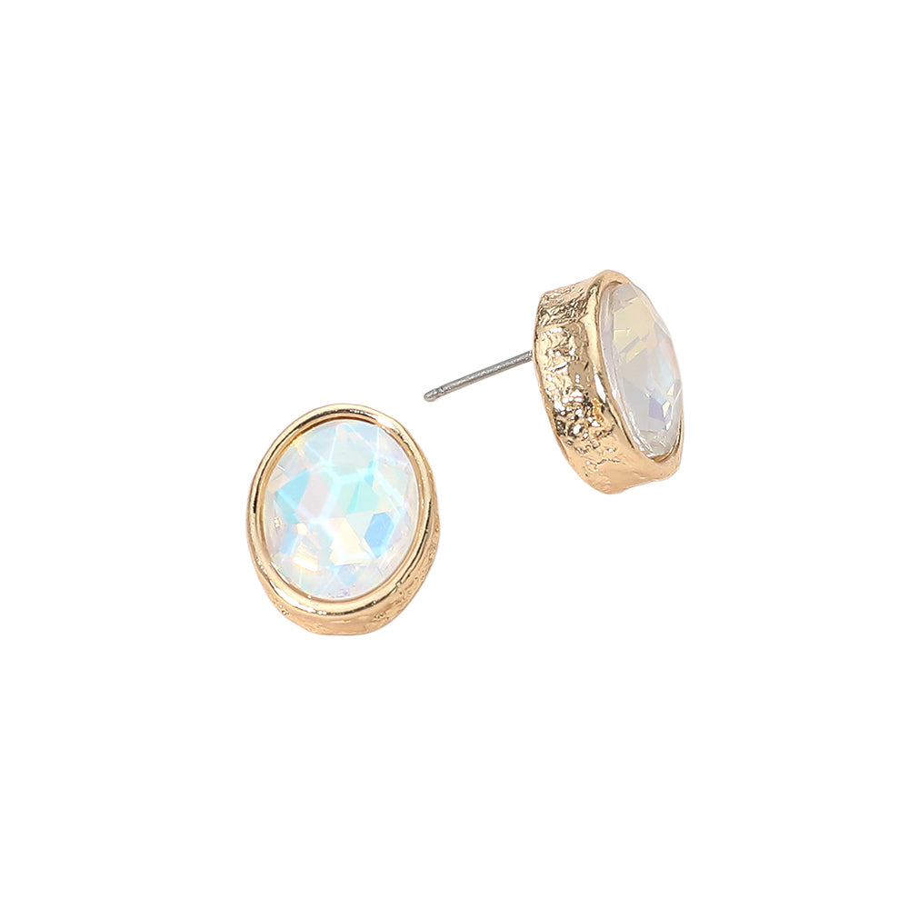Madeline Love White Cushion Cut Oval Stone Stud Earrings - desc