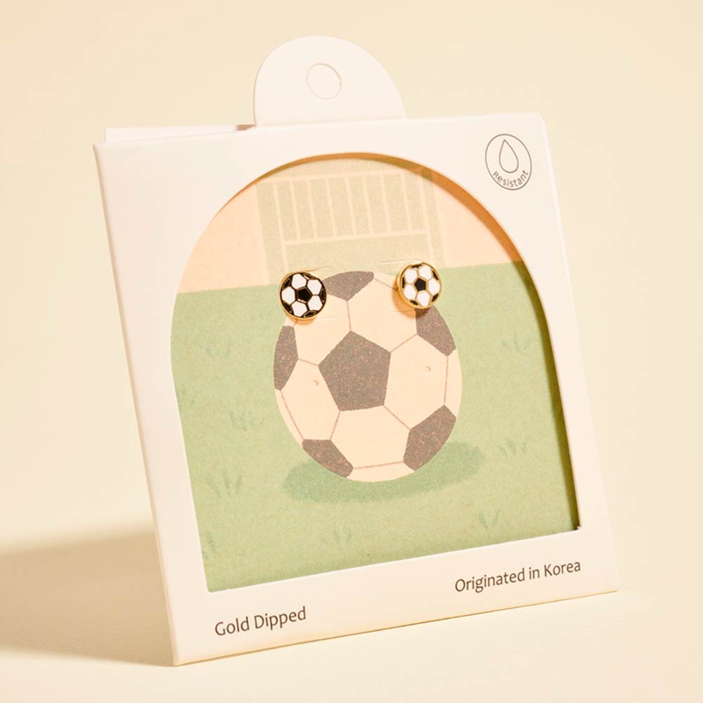Madeline Love Gold Gold Dipped Soccer Ball Mini Stud Earrings - Sports & Events