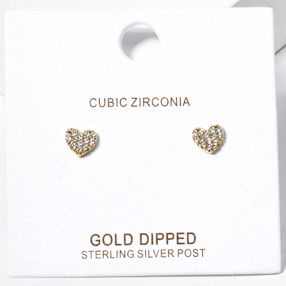 Gold Dipped CZ Stone Paved Stud Earrings