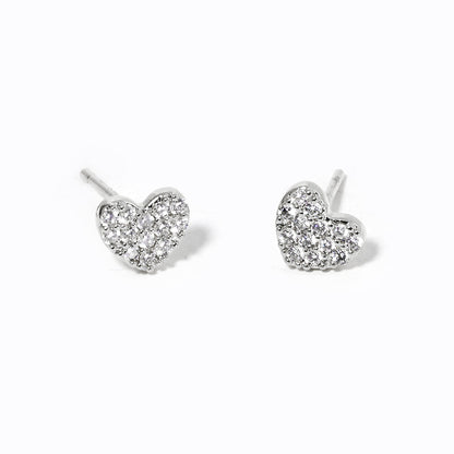 White Gold Dipped CZ Stone Paved Stud Earrings