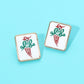 Madeline Love Gold, White Mahjong Tile Stud Earrings