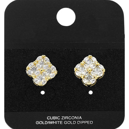 Madeline Love Gold Gold Dipped CZ Quatrefoil Stud Earrings