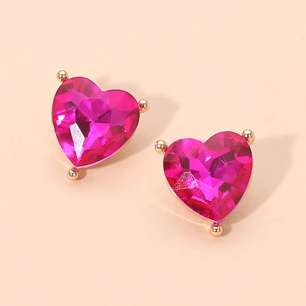 Madeline Love Fuchsia Faceted Heart Stone Stud Earrings