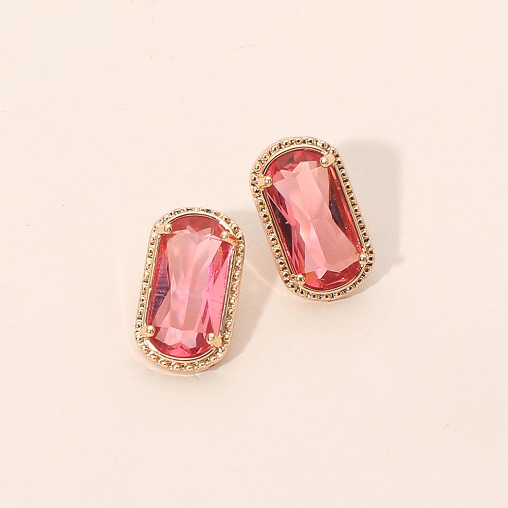 Madeline Love Rose Rectangular Faceted Stone Cluster Stud Earrings