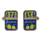 Madeline Love Blue, Gold Sardine Can Stud Earrings - desc