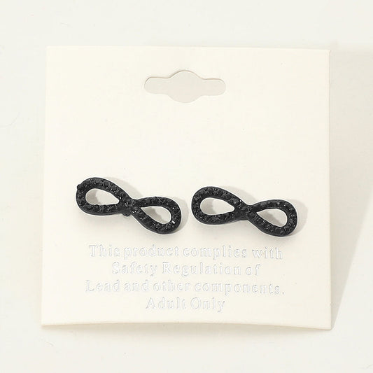 Madeline Love Jet Black Crystal Infinity Stud Earrings