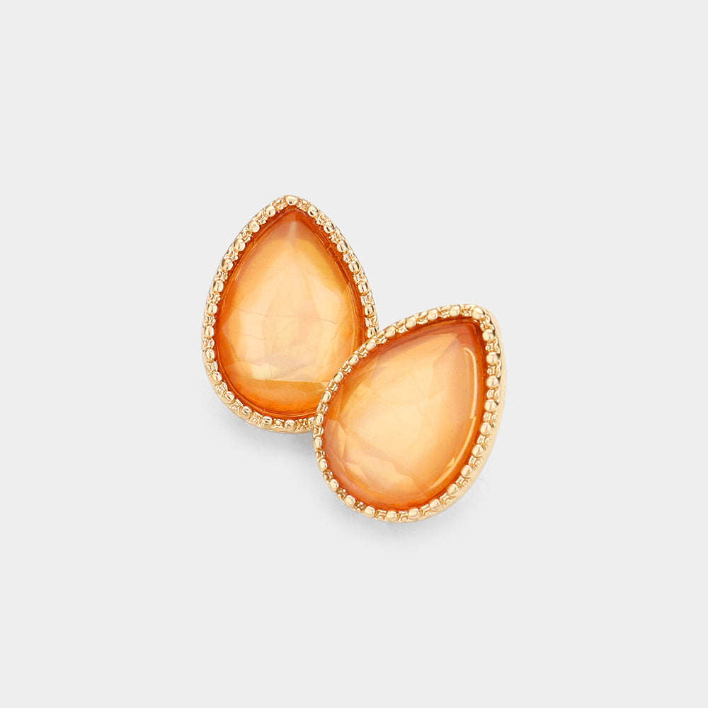 Madeline Love Orange Teardrop Stone Stud Earrings