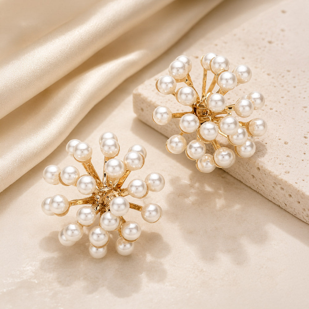 Madeline Love Gold Pearl Sunburst Stud Earrings