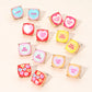 Madeline Love Blue, Pink XOXO Message Heart Square Cushion Stud Earrings - extra