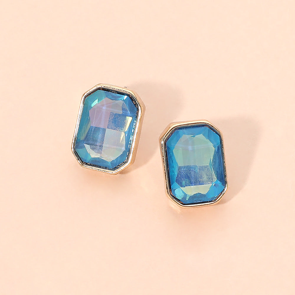 Madeline Love Blue Geometric Stone Stud Earrings