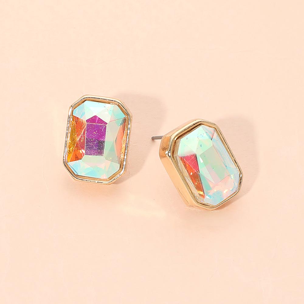 Madeline Love AB, Gold Geometric Stone Stud Earrings