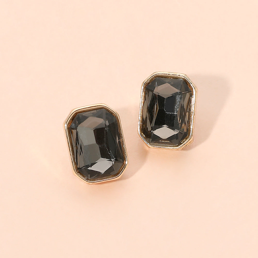 Madeline Love Black Diamond, Gold Geometric Stone Stud Earrings