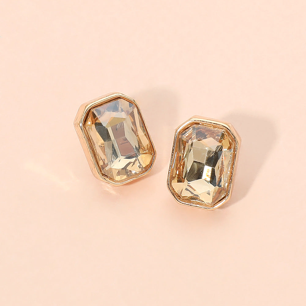 Madeline Love Champagne, Gold Geometric Stone Stud Earrings