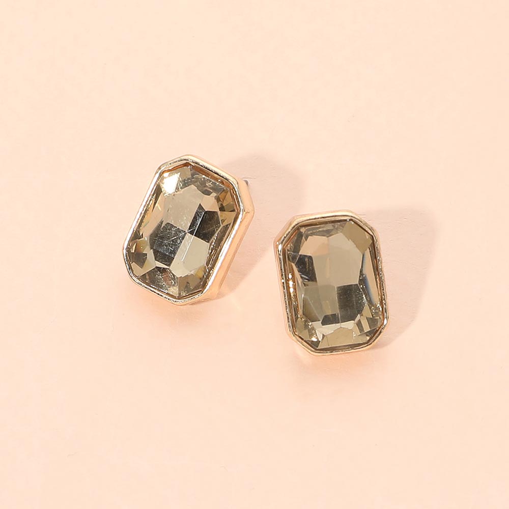 Madeline Love Gold, Lt Col Topaz Geometric Stone Stud Earrings