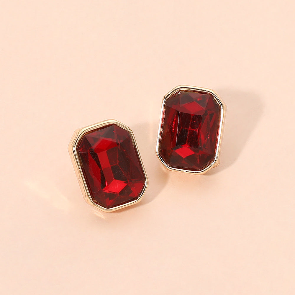Madeline Love Gold, Siam Geometric Stone Stud Earrings
