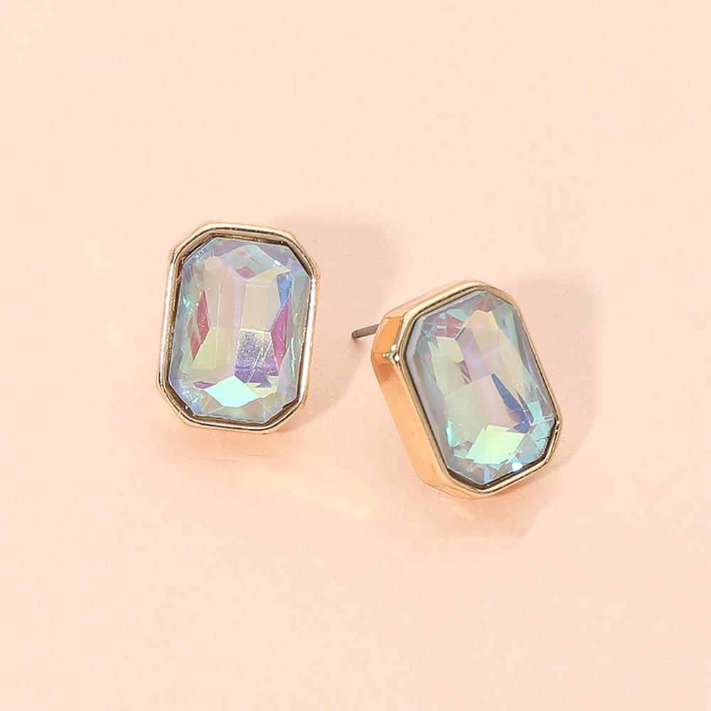 Madeline Love Gold, Gray Geometric Stone Stud Earrings