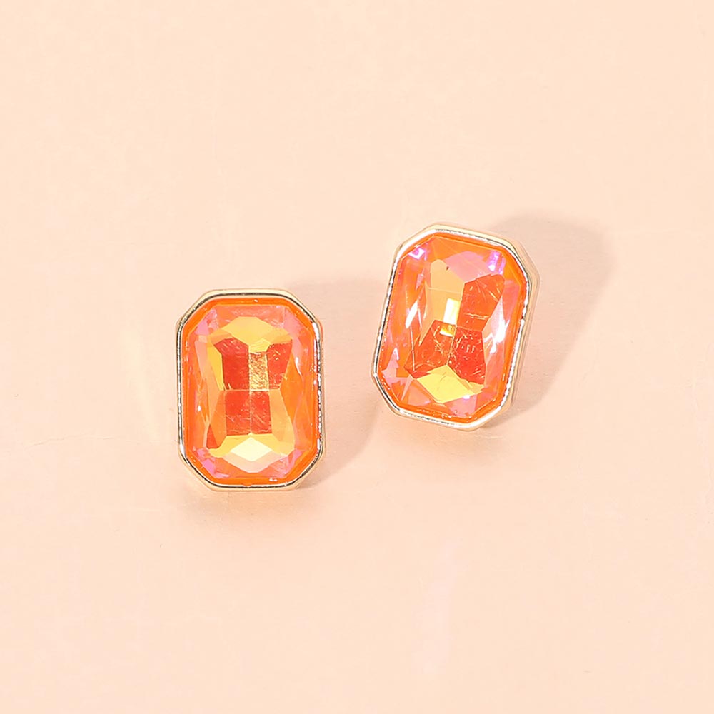 Madeline Love Neon, Orange Geometric Stone Stud Earrings