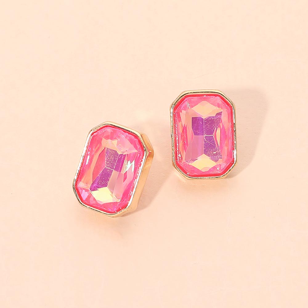 Madeline Love Neon, Pink Geometric Stone Stud Earrings