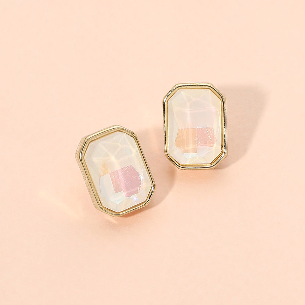 Madeline Love White Geometric Stone Stud Earrings