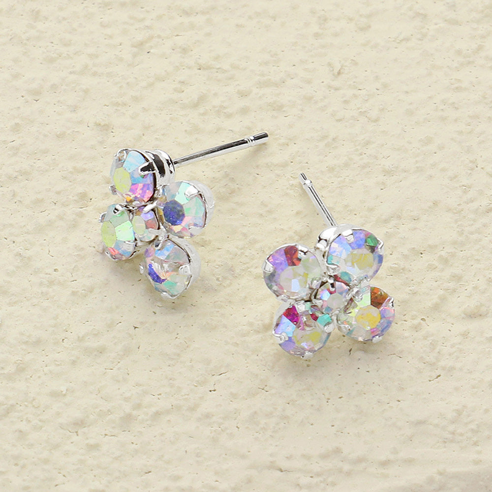 Madeline Love AB, Silver Flower Stone Stud Earrings