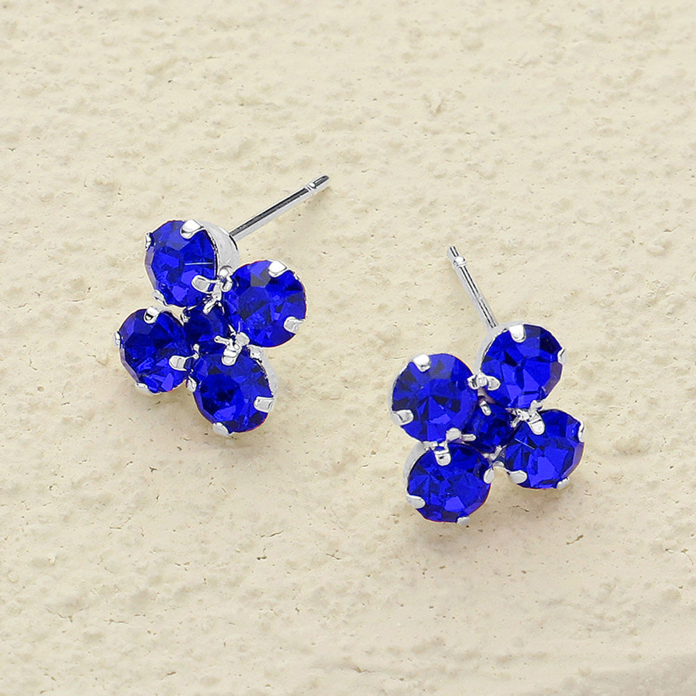 Madeline Love Sapphire, Silver Flower Stone Stud Earrings