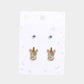 Madeline Love ~S~ 2Pairs - S Round Stone Unicorn Initial Monogram Stud Kids Earrings - desc
