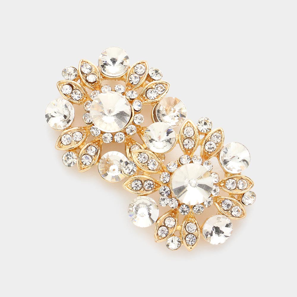 Madeline Love Gold Floral Bubble Stone Embellished Stud Evening Earrings