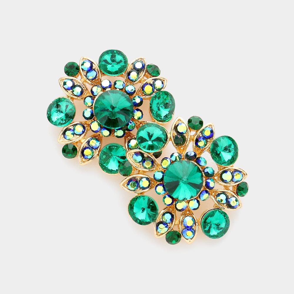 Madeline Love Emerald Floral Bubble Stone Embellished Stud Evening Earrings