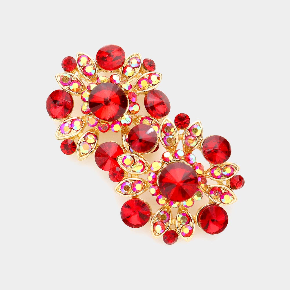 Madeline Love Siam Floral Bubble Stone Embellished Stud Evening Earrings