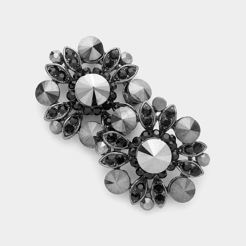 Madeline Love Hematite Floral Bubble Stone Embellished Stud Evening Earrings