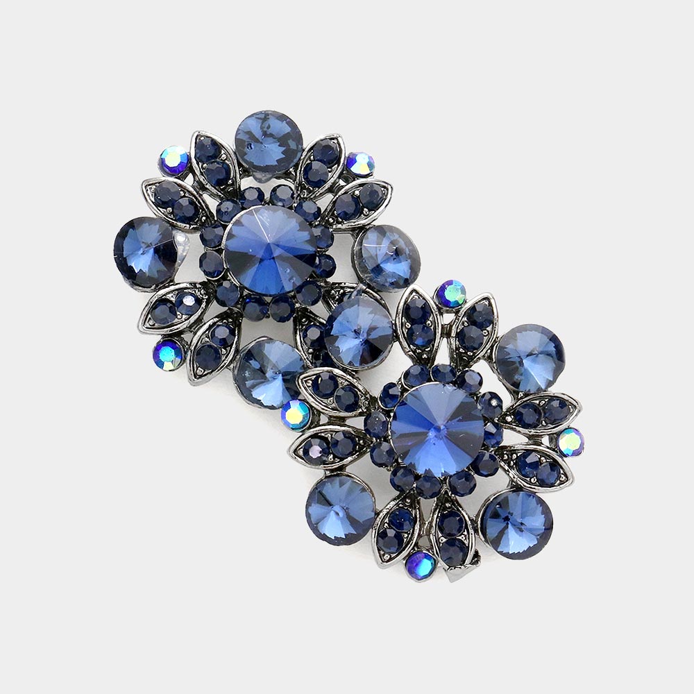 Madeline Love Montana Blue Floral Bubble Stone Embellished Stud Evening Earrings