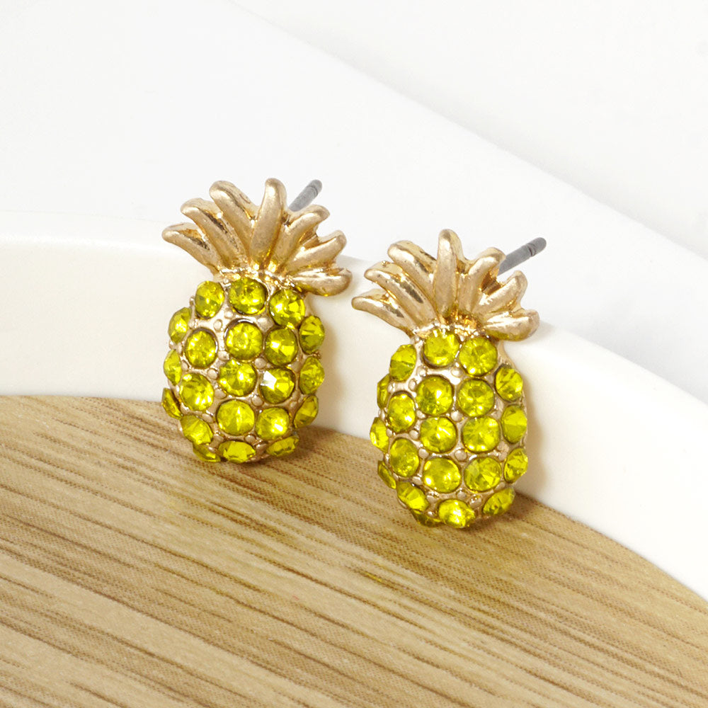 Madeline Love Yellow Crystal Pave Pineapple Stud Earrings