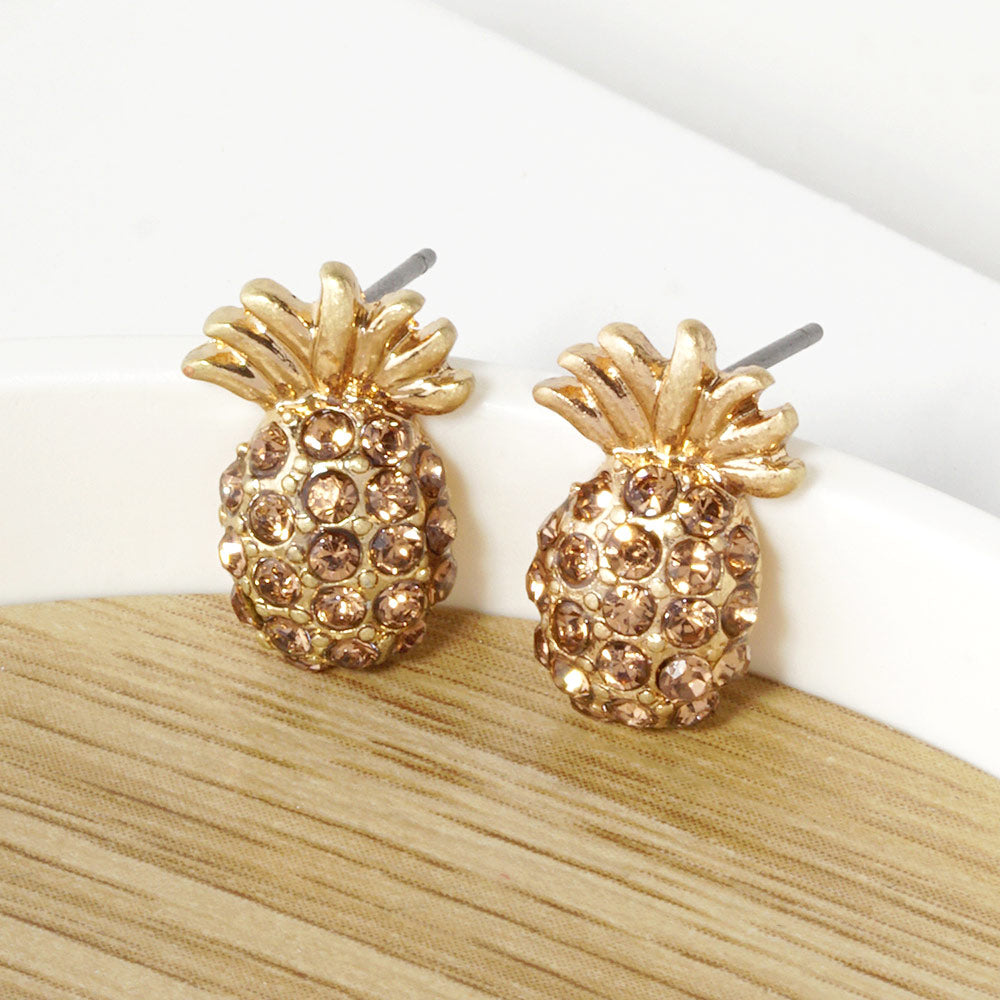 Madeline Love Lt Col Topaz Crystal Pave Pineapple Stud Earrings