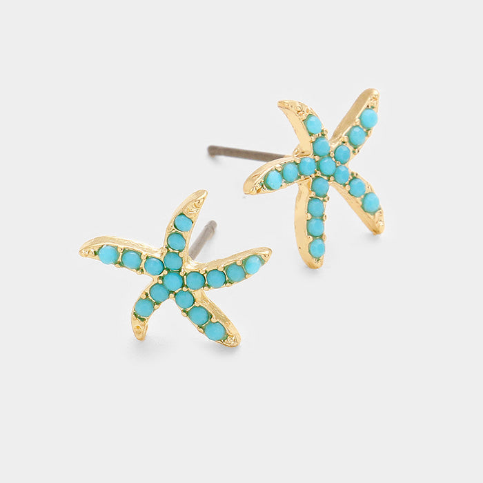 Turquoise Starfish Stud Earrings