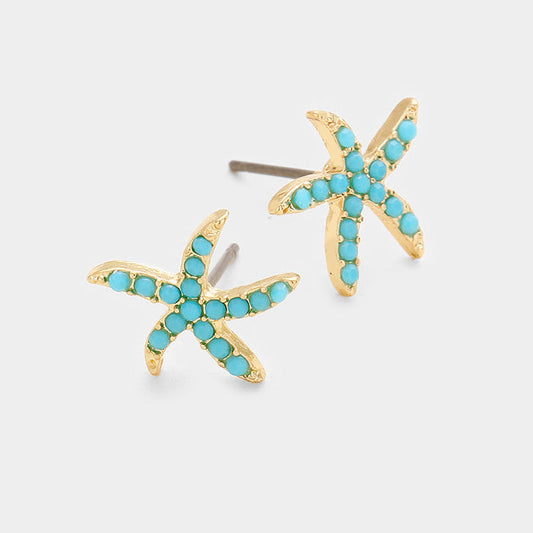 Turquoise Starfish Stud Earrings