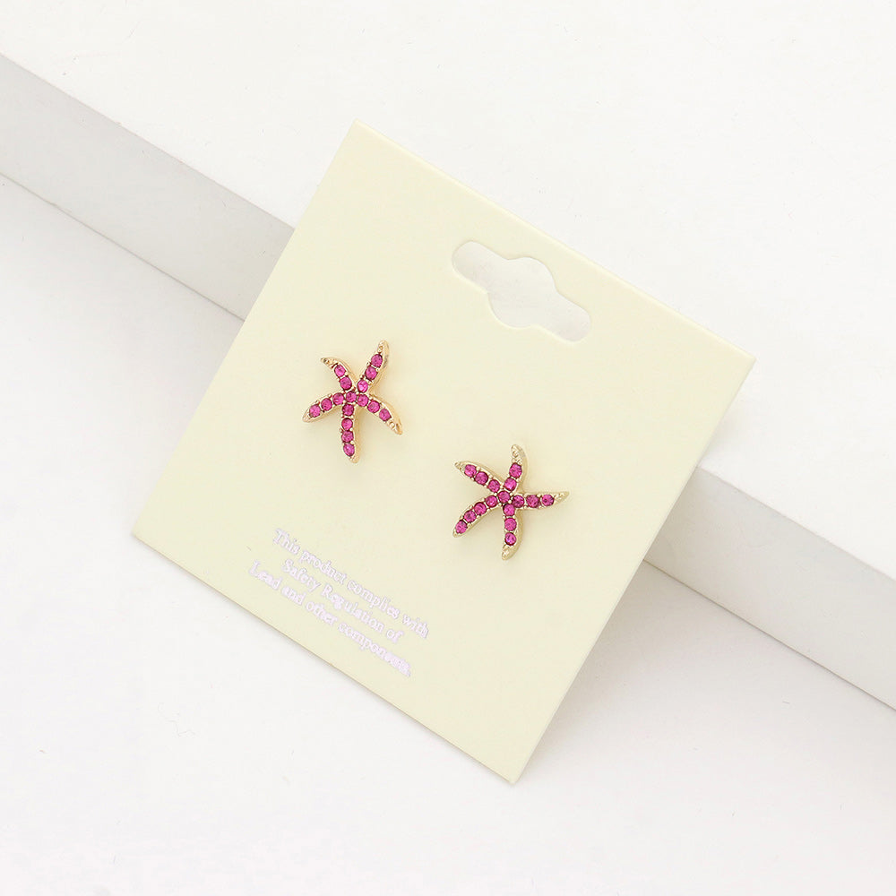 Fuchsia Starfish Stud Earrings
