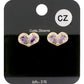 CZ Teardrop Accented Heart Stud Evening Earrings