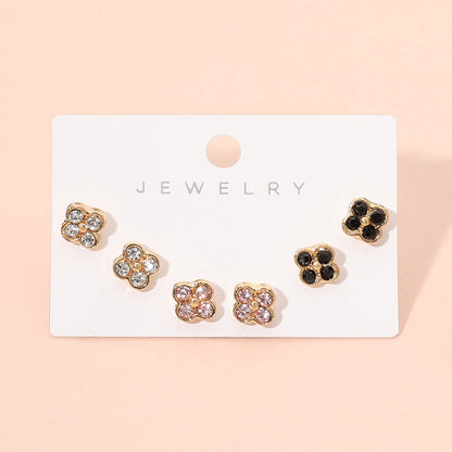 Madeline Love Multi 3Pairs - Sparkling Quatrefoil Stud Earring Set - Earrings