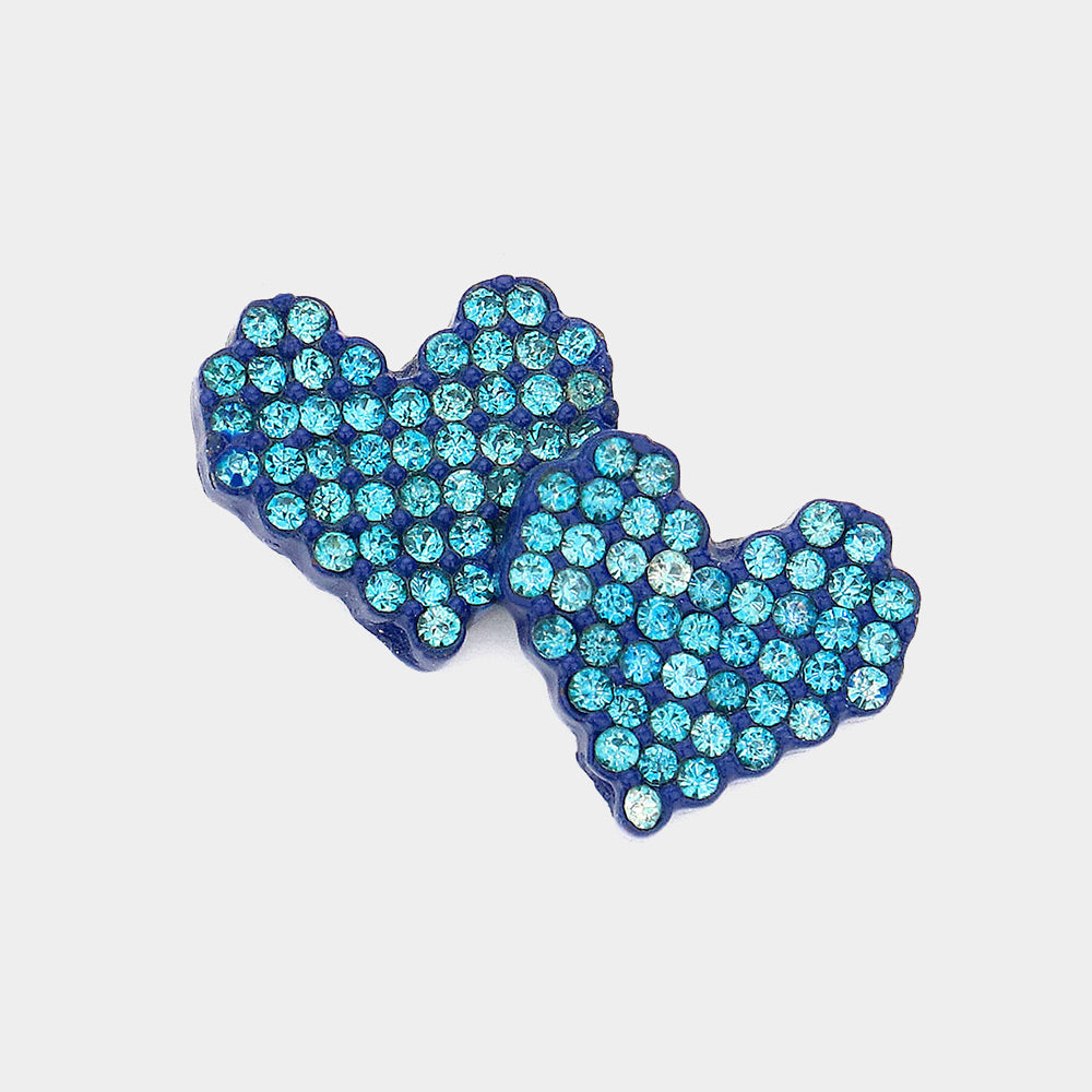 Madeline Love Blue Crystal Pave Heart Stud Earrings