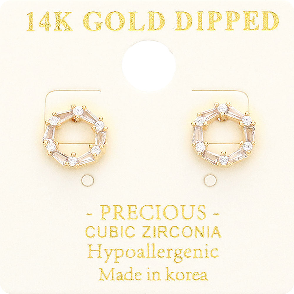 Madeline Love Gold 14K Gold Dipped CZ Embellished Open Circle Stud Earrings