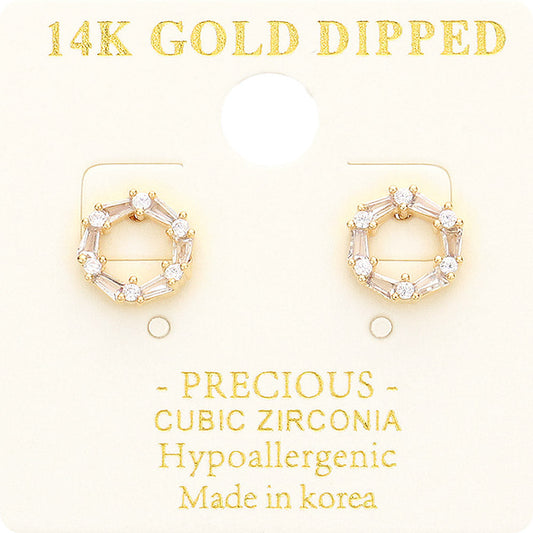 Madeline Love Gold 14K Gold Dipped CZ Embellished Open Circle Stud Earrings