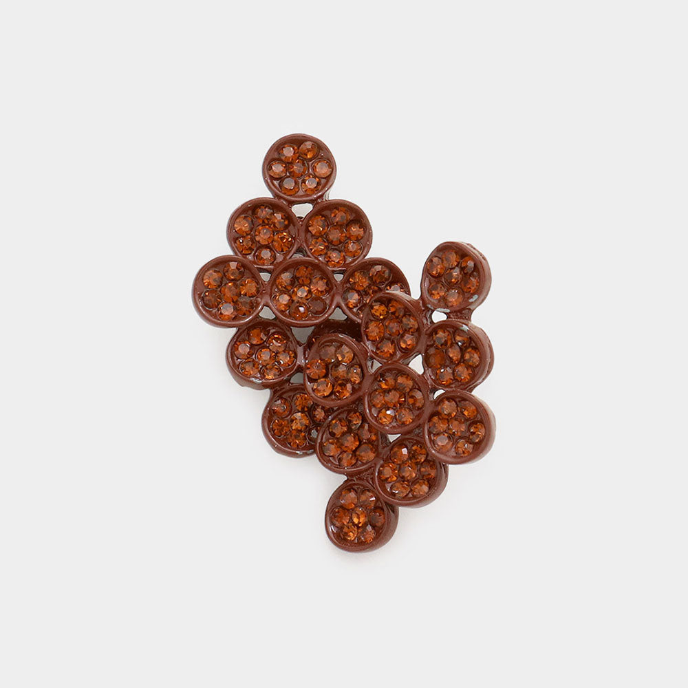 Madeline Love Brown, Smoked Topaz Flower Rhinestone Paved Kite Stud Earrings