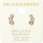 Madeline Love Gold 14K Gold Dipped Hypoallergenic Graduated Triple CZ Stone Bezel Link Stud Earrings