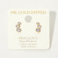 Madeline Love Gold 14K Gold Dipped Hypoallergenic Graduated Triple CZ Stone Bezel Link Stud Earrings - desc