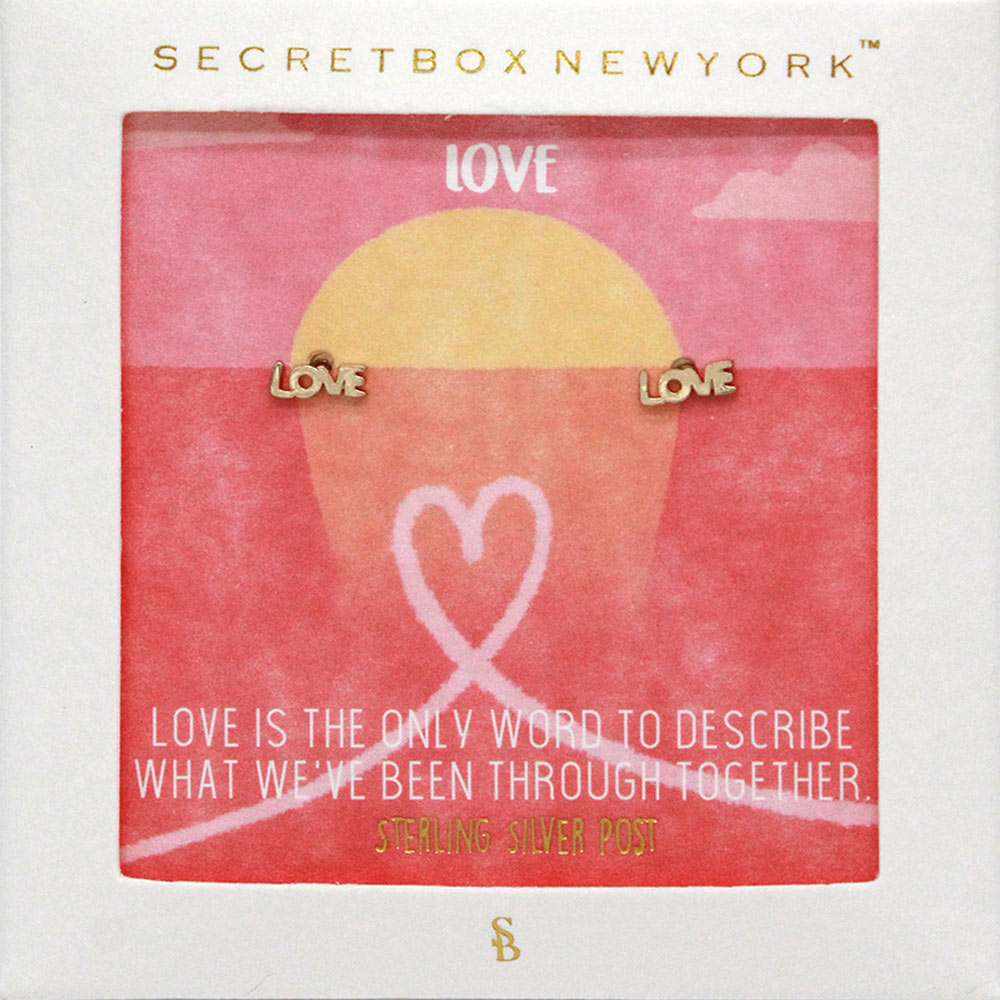 SECRET BOX_LOVE Metal Stud Message Earrings