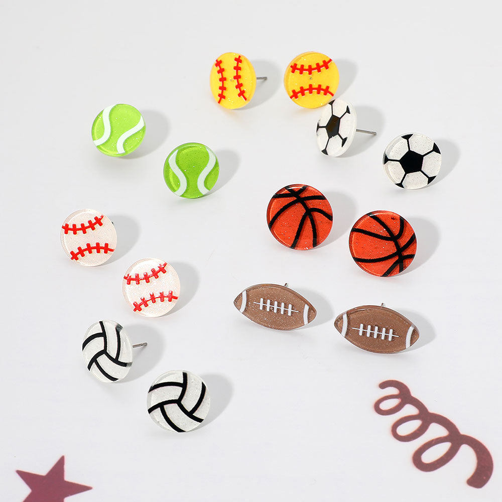 Madeline Love Red Glitter Resin Baseball Stud Earrings - Sports & Events - extra