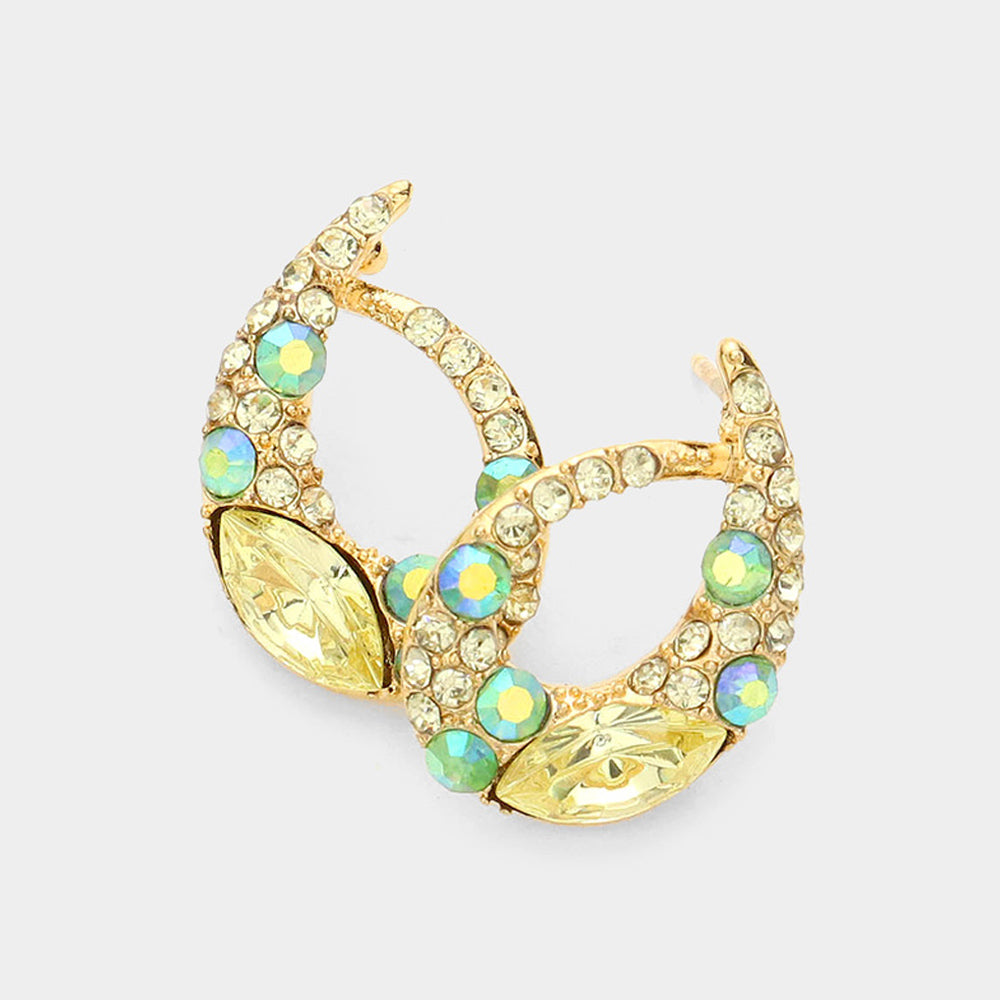 Madeline Love Peridot, Yellow Marquise Stone Accented Stud Evening Earrings